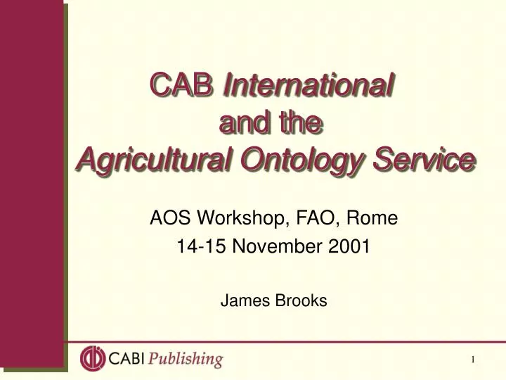 cab international and the agricultural ontology service