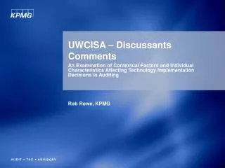 UWCISA – Discussants Comments