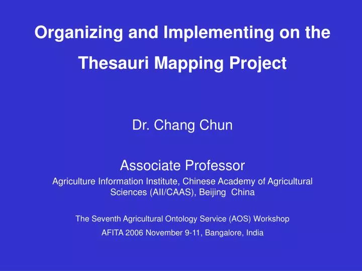 organizing and implementing on the thesauri mapping project