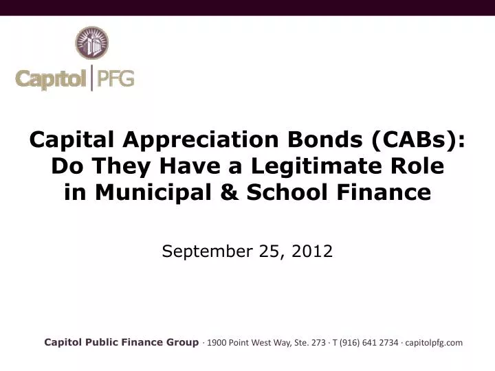 capital appreciation bonds cabs do they have a legitimate role in municipal school finance