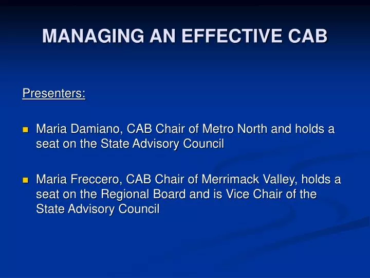 managing an effective cab