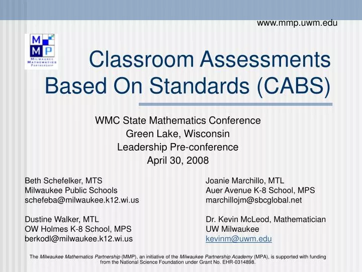 classroom assessments based on standards cabs