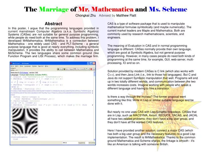 the marriage of mr mathematica and ms scheme chongkai zhu advised by matthew flatt