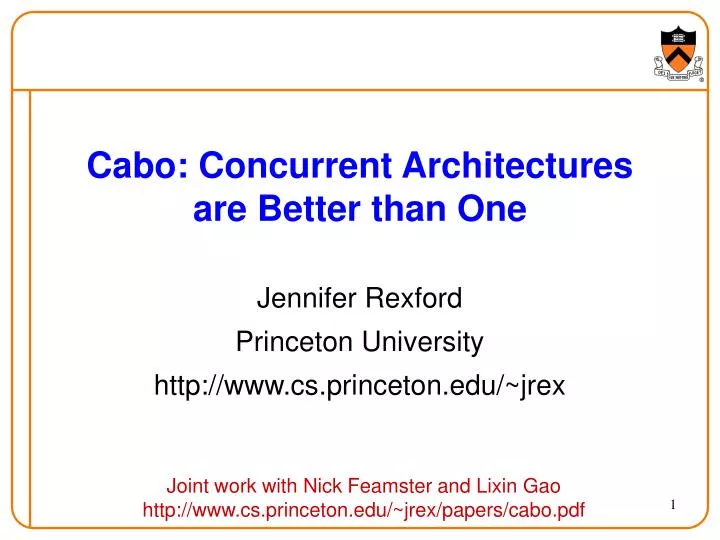 cabo concurrent architectures are better than one
