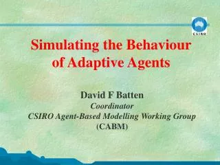 Simulating the Behaviour of Adaptive Agents