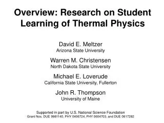 Overview: Research on Student Learning of Thermal Physics
