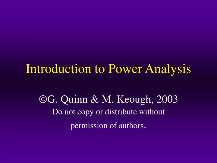 introduction to power analysis