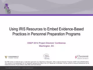 Using IRIS Resources to Embed Evidence-Based Practices in Personnel Preparation Programs