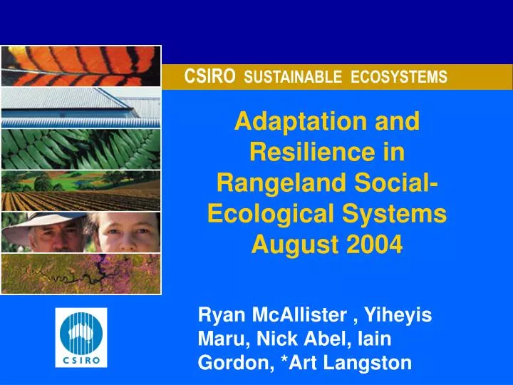 adaptation and resilience in rangeland social ecological systems august 2004
