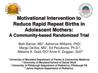 1 University of Maryland Department of Family &amp; Community Medicine