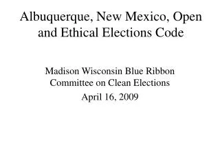 Albuquerque, New Mexico, Open and Ethical Elections Code