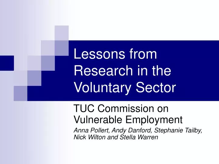 lessons from research in the voluntary sector