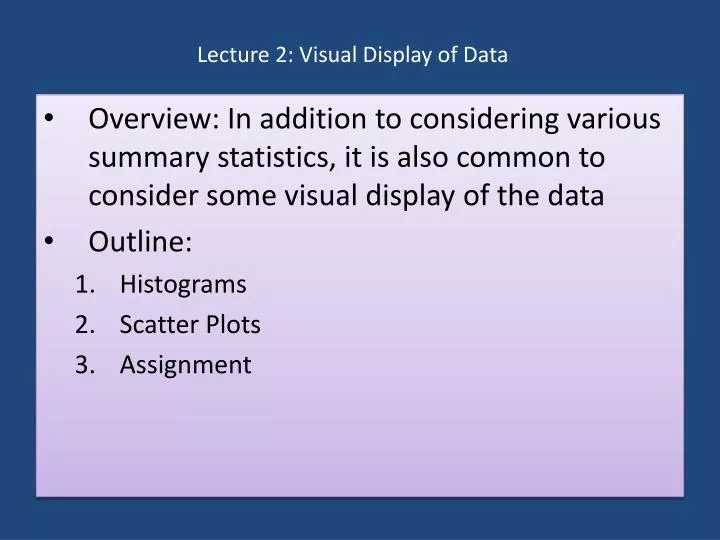 lecture 2 visual display of data