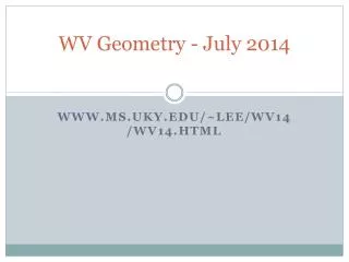 WV Geometry - July 2014
