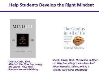 Dweck, Carol, 2006. Mindset: The New Psychology of Success. New York: