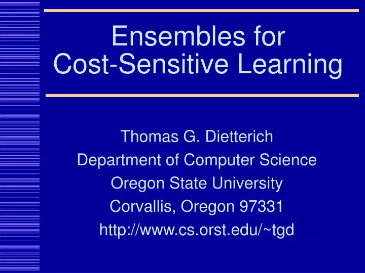 ensembles for cost sensitive learning