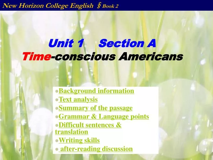 unit 1 section a time conscious americans