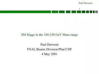SM Higgs in the 160-250 GeV Mass range