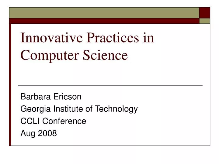 innovative practices in computer science