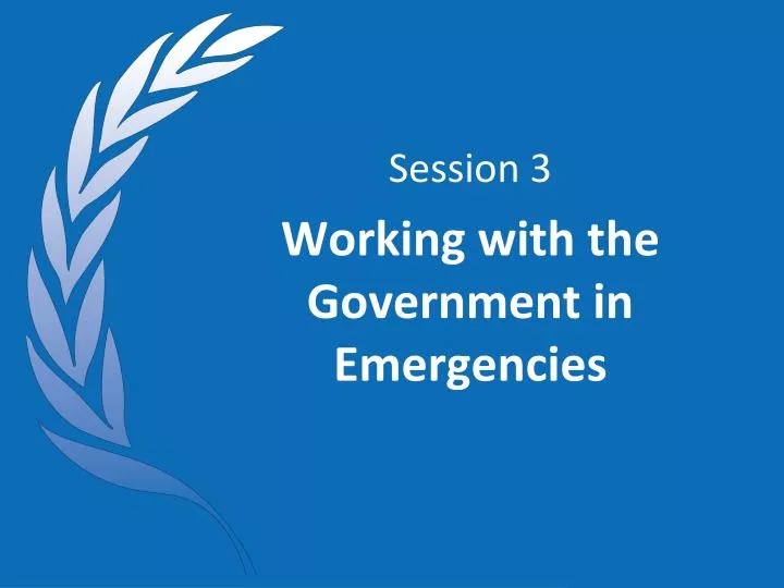 session 3 working with the government in emergencies