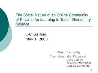 The Social Nature of an Online Community of Practice for Learning to Teach Elementary Science