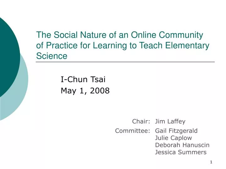 the social nature of an online community of practice for learning to teach elementary science
