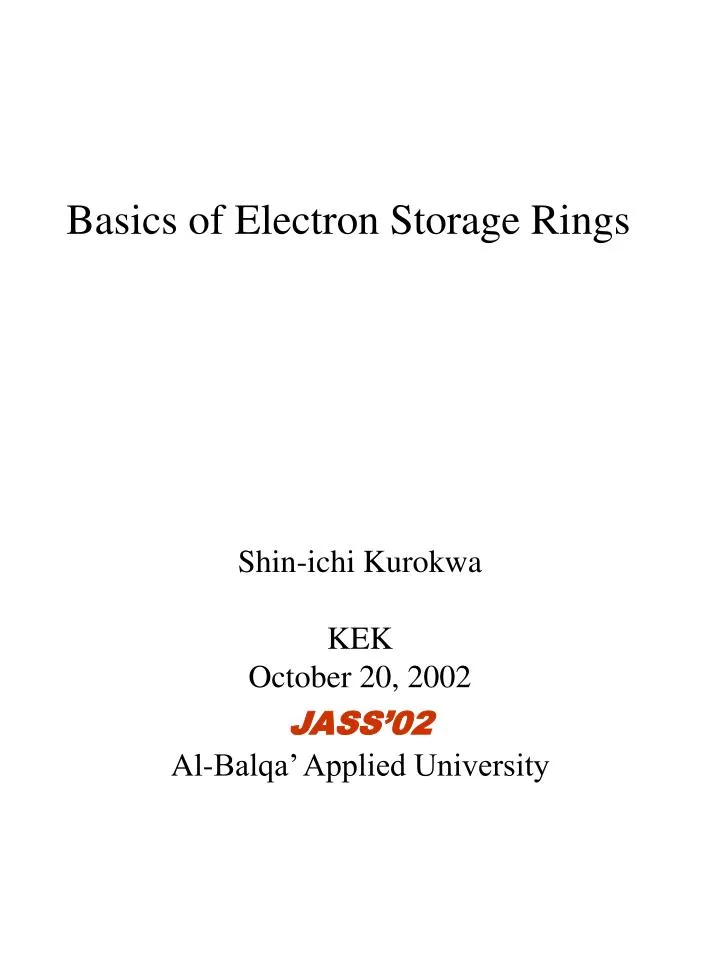 basics of electron storage rings