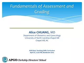 Fundamentals of Assessment and Grading