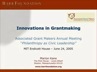 Innovations in Grantmaking