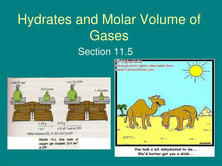 hydrates and molar volume of gases
