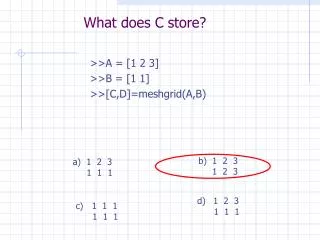What does C store?