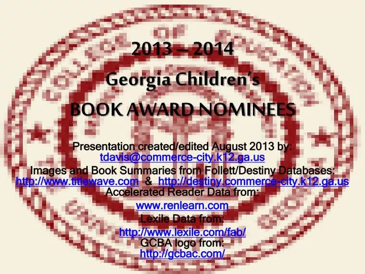 2013 2014 georgia children s book award nominees
