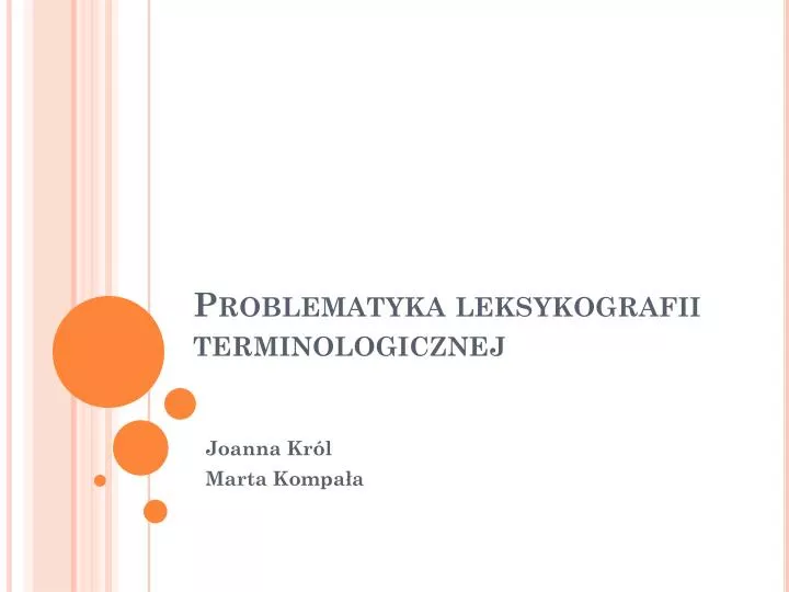 problematyka leksykografii terminologicznej