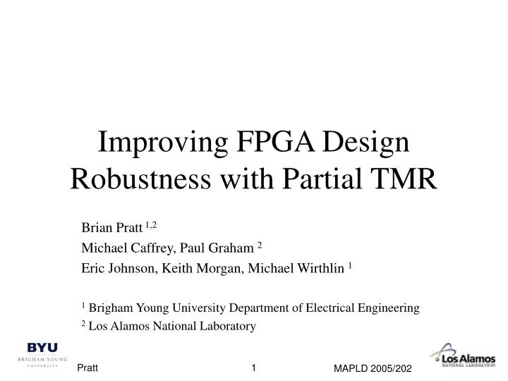 improving fpga design robustness with partial tmr
