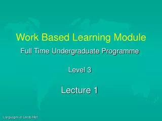 Work Based Learning Module