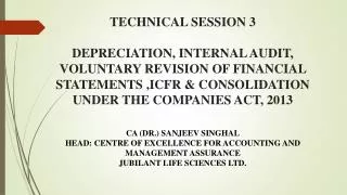CA (DR.) SANJEEV SINGHAL HEAD: CENTRE OF EXCELLENCE FOR ACCOUNTING AND MANAGEMENT ASSURANCE