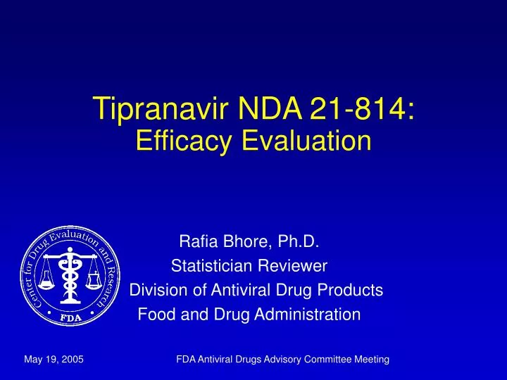 tipranavir nda 21 814 efficacy evaluation