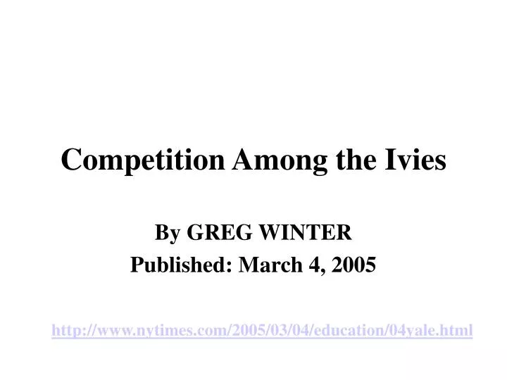competition among the ivies
