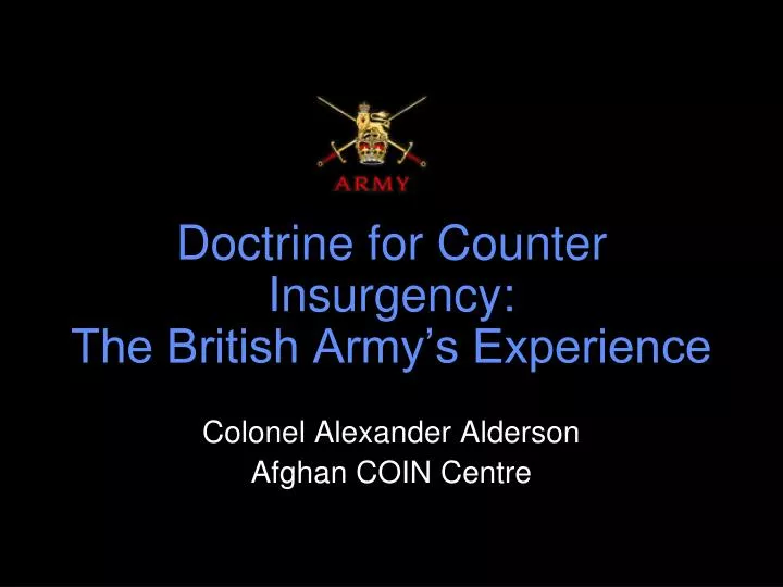 doctrine for counter insurgency the british army s experience