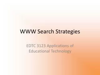 WWW Search Strategies