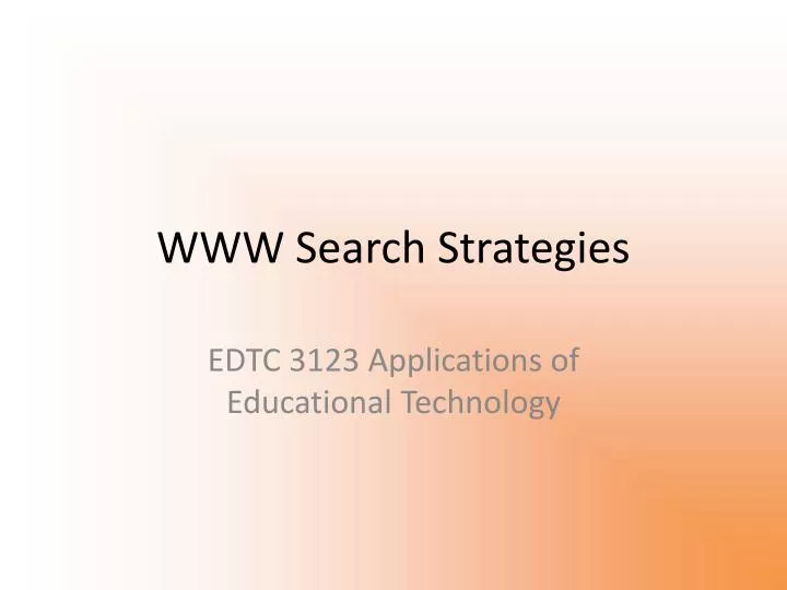 www search strategies