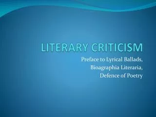 LITERARY CRITICISM