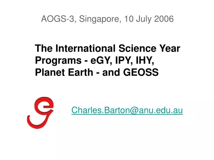 the international science year programs egy ipy ihy planet earth and geoss
