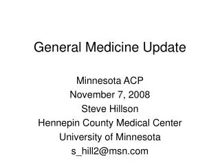 General Medicine Update