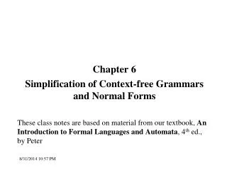 Chapter 6 Simplification of Context-free Grammars and Normal Forms