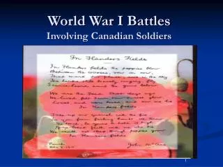 World War I Battles Involving Canadian Soldiers