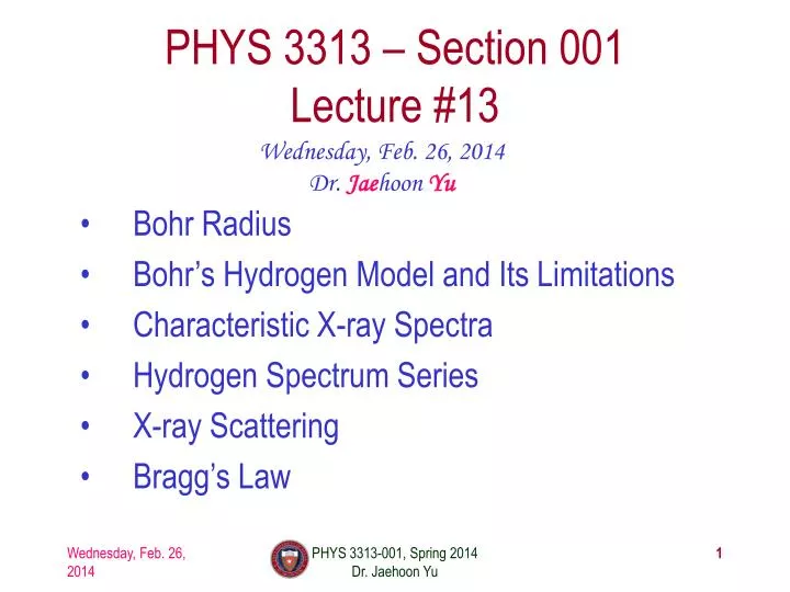 phys 3313 section 001 lecture 13