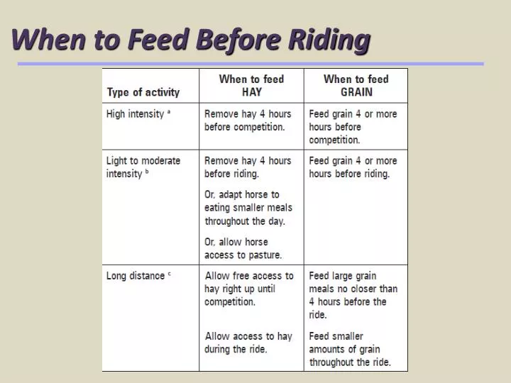 when to feed before riding
