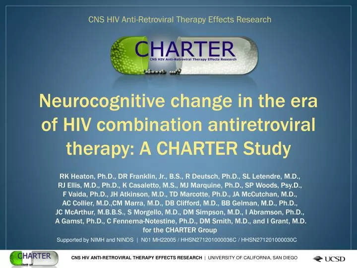neurocognitive change in the era of hiv combination antiretroviral therapy a charter study