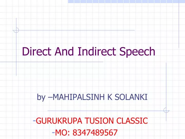 direct and indirect speech